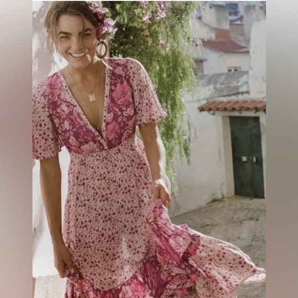 Spell and the Gypsy Designs Collective Winona Maxi Gown Berry XS Dress Pink